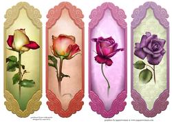 4 Rainbow Roses Toppers / Bookmarks