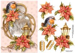 Robin & Lantern on Golden Frame