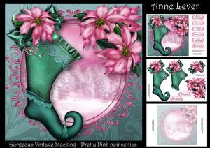 Gorgeous Vintage Stocking - Pretty Pink Poinsettias