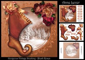 Gorgeous Vintage Stocking - Beautiful Blush Roses