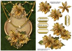 Golden Poinsettias Christmas - Green