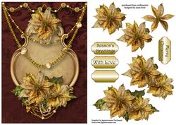 Golden Poinsettias Christmas - Burgandy