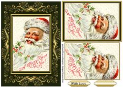 Beautifully Framed Vintage Smiling Santa
