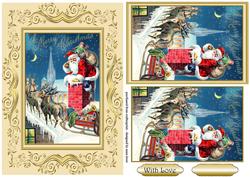 Beautifully Framed Vintage Santa on the Roof