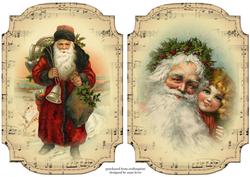 2 Shaped Sheet Music Christmas Toppers - Santa