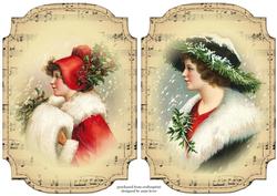 2 Shaped Sheet Music Christmas Toppers - Elegant Ladies