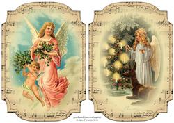 2 Shaped Sheet Music Christmas Toppers - Angels
