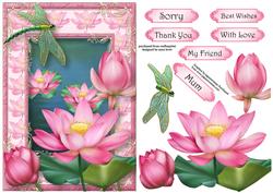 Beautiful Lotus Blooms & Matching Frame