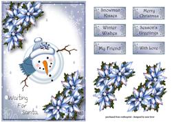 Waiting for Santa - Snowman in Blue