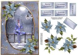 The Snowy Pier with Blue Poinsettias