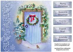 Watercolour Christmas Door & Wreath