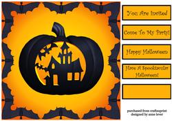 Halloween Topper / Party Invite - Spooky House Pumpkin