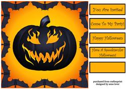 Halloween Topper / Party Invite - Jack O Lantern Pumpkin