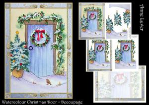 Watercolour Christmas Door + Decoupage