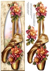 Beautiful Golden Ballet Shoes & Sunset Roses Large Dl