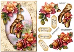 Beautiful Golden Ballet Shoes & Sunset Roses
