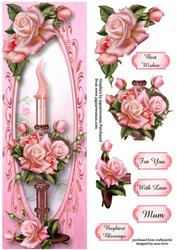 Tall Perfume Bottle - Pink Roses Large Dl
