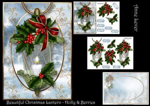 Beautiful Christmas Lantern - Holly & Berries