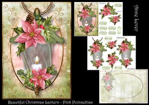 Beautiful Christmas Lantern - Pink Poinsettas