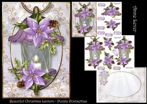 Beautiful Christmas Lantern - Purple Poinsettias