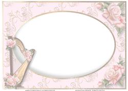 Gorgeous Harp with Sheet Music & Pink Roses - Insert