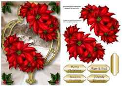 Red Poinsettias on Golden Frame