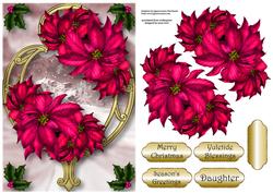 Hot Pink Poinsettias on Golden Frame