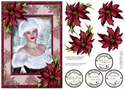 Winter Portrait with Plum Poinsettias