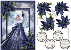 Winter Beauty with Robin & Midnight Blue Poinsettias