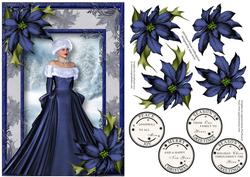 Elegant Winter Beauty & Midnight Blue Poinsettias