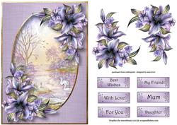 Watercolour Frosty Morning with Lilies & Decoupage