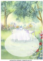 Watercolour Tea in the Garden with Decoupage Insert