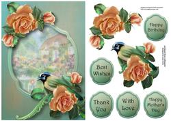 Green Jay & Peach Roses