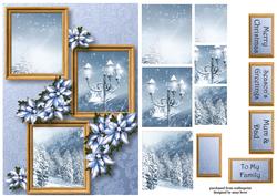 Snowy Christmas Lamp Frame Trio