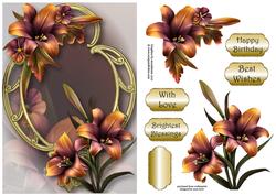 Gorgeous Autumn Lilies on Golden Frame