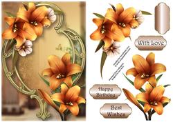 Gorgeous Golden Lilies on Golden Frame