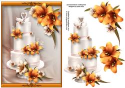 Gorgeous Golden Lilies Wedding Cake