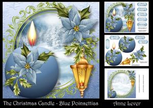 The Christmas Candle - Blue Poinsettias