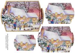 Winter Cottages Shaped Pyramid Topper
