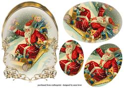 Sledging Santa Arched Stacker Topper