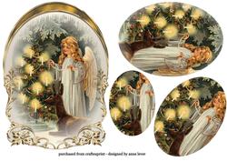 Christmas Deer & Angel Arched Stacker Topper
