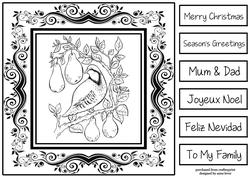 Monochrome Christmas Inksaver - Partridge in a Pear Tree