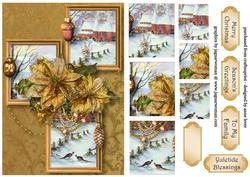 Golden Poinsettias Frame Trio
