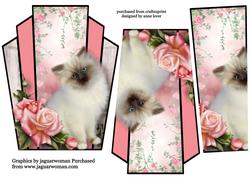Art Deco Cat with Pink Roses Stacker Topper