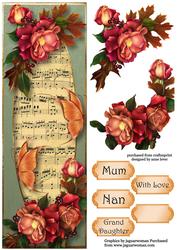 Autumn Roses & Butterflies Large Dl