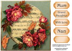Autumn Roses & Butterflies 8x8
