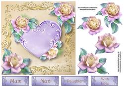 Pastel Yellow Rose Heart 7x7