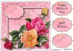 Beautiful Pink & Peach Roses 8x8 Quick Topper