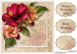 Vintage Hibiscus Flowers 8x8 Quick Topper