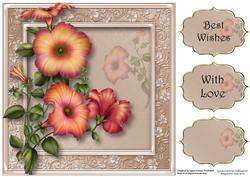 Pretty Vintage Petunias 8x8 Quick Topper